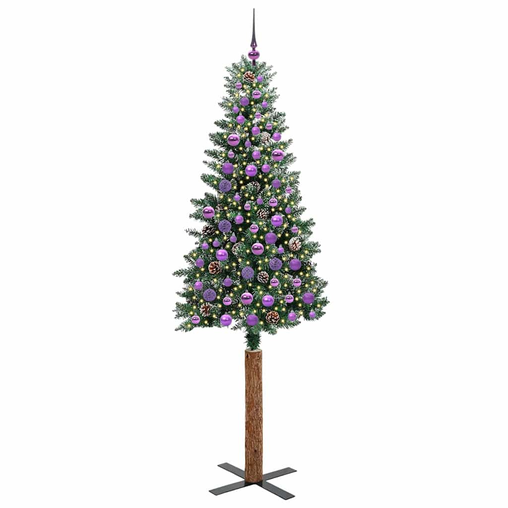 Slim Christmas Tree with 300 LEDs Green and White 210 cm
