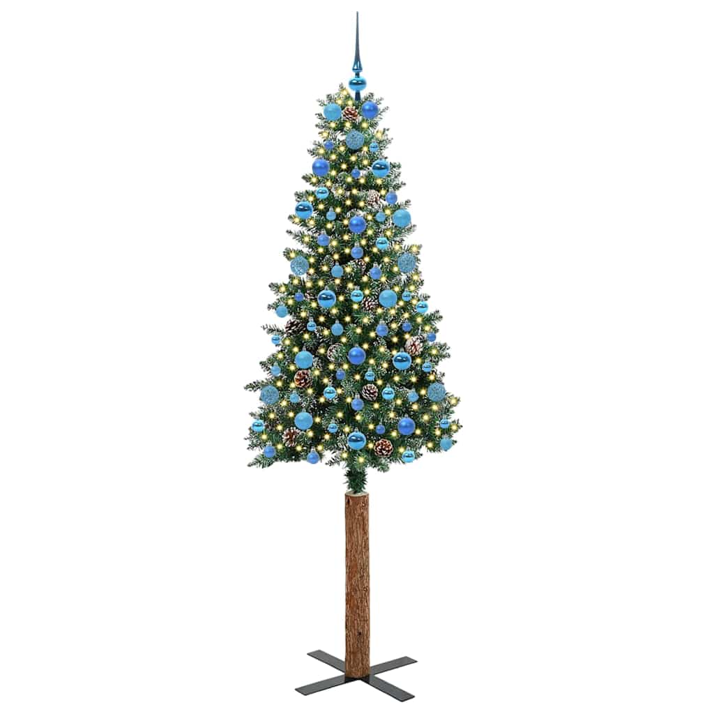 Slim Christmas Tree with 300 LEDs Green and White 210 cm