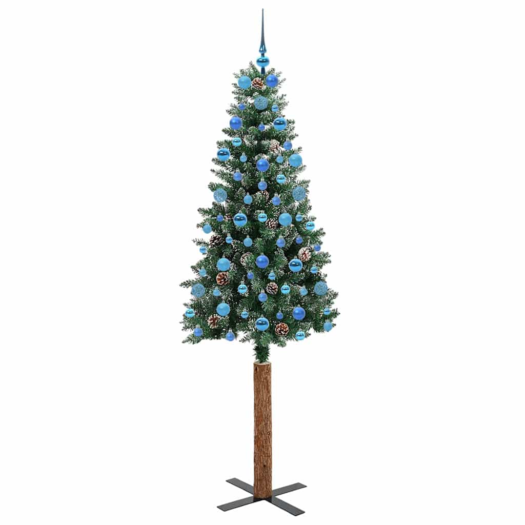 Slim Christmas Tree with 300 LEDs Green and White 210 cm