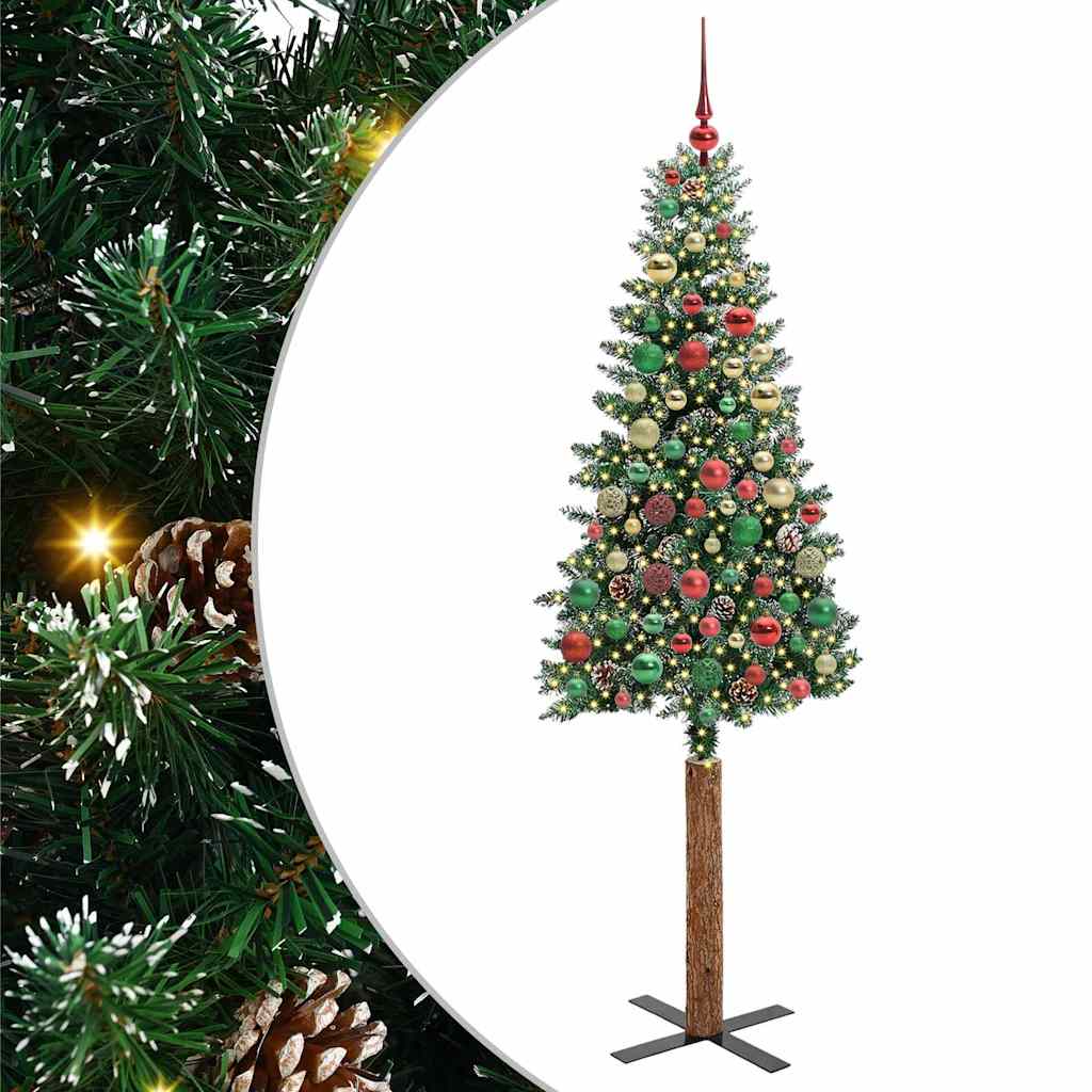 Slim Christmas Tree with 300 LEDs Green and White 210 cm