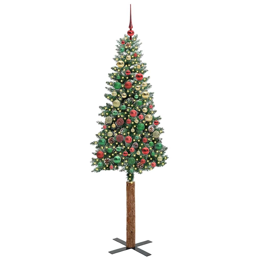 Slim Christmas Tree with 300 LEDs Green and White 210 cm
