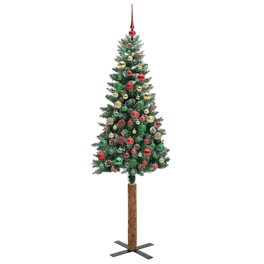 Slim Christmas Tree with 300 LEDs Green and White 210 cm