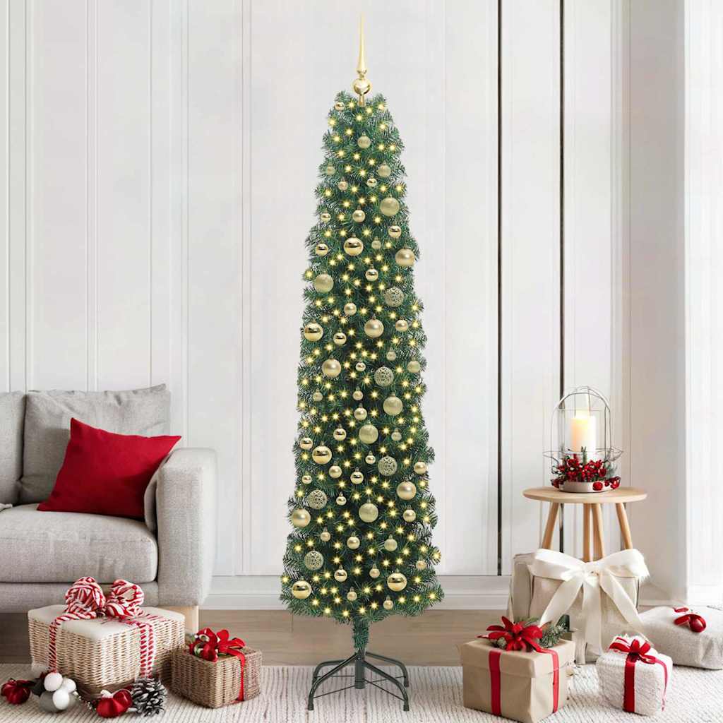 Artificial Christmas Tree with 300 LEDs with Stand Green 210 cm