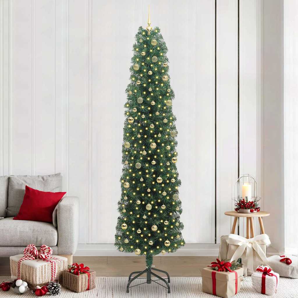 Artificial Christmas Tree with 300 LEDs with Stand Green 240 cm