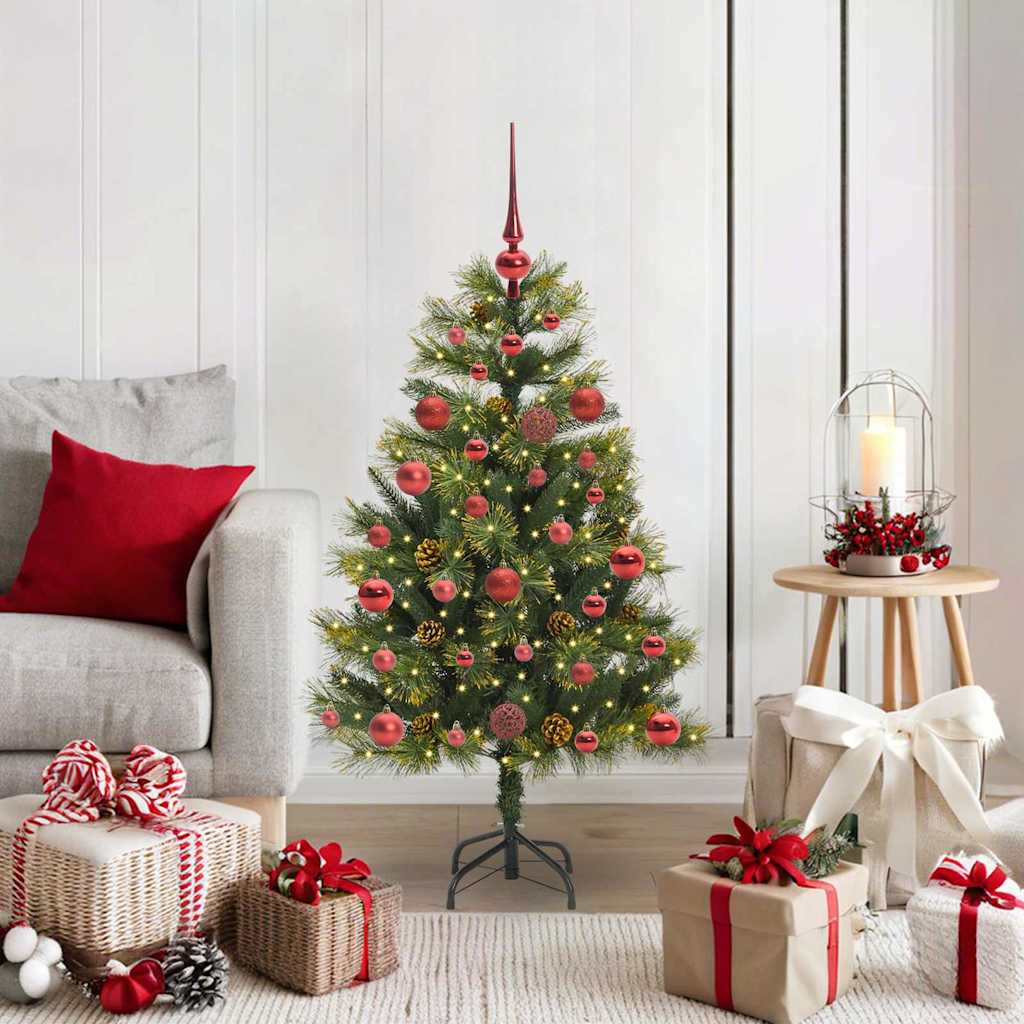 Artificial Hinged Christmas Tree with Cones Green 120 cm