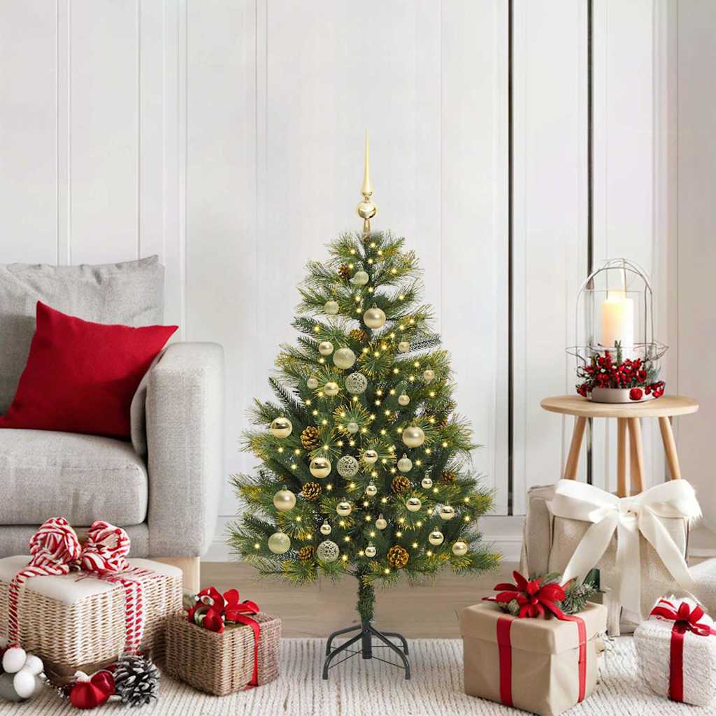 Artificial Hinged Christmas Tree with Cones Green 120 cm