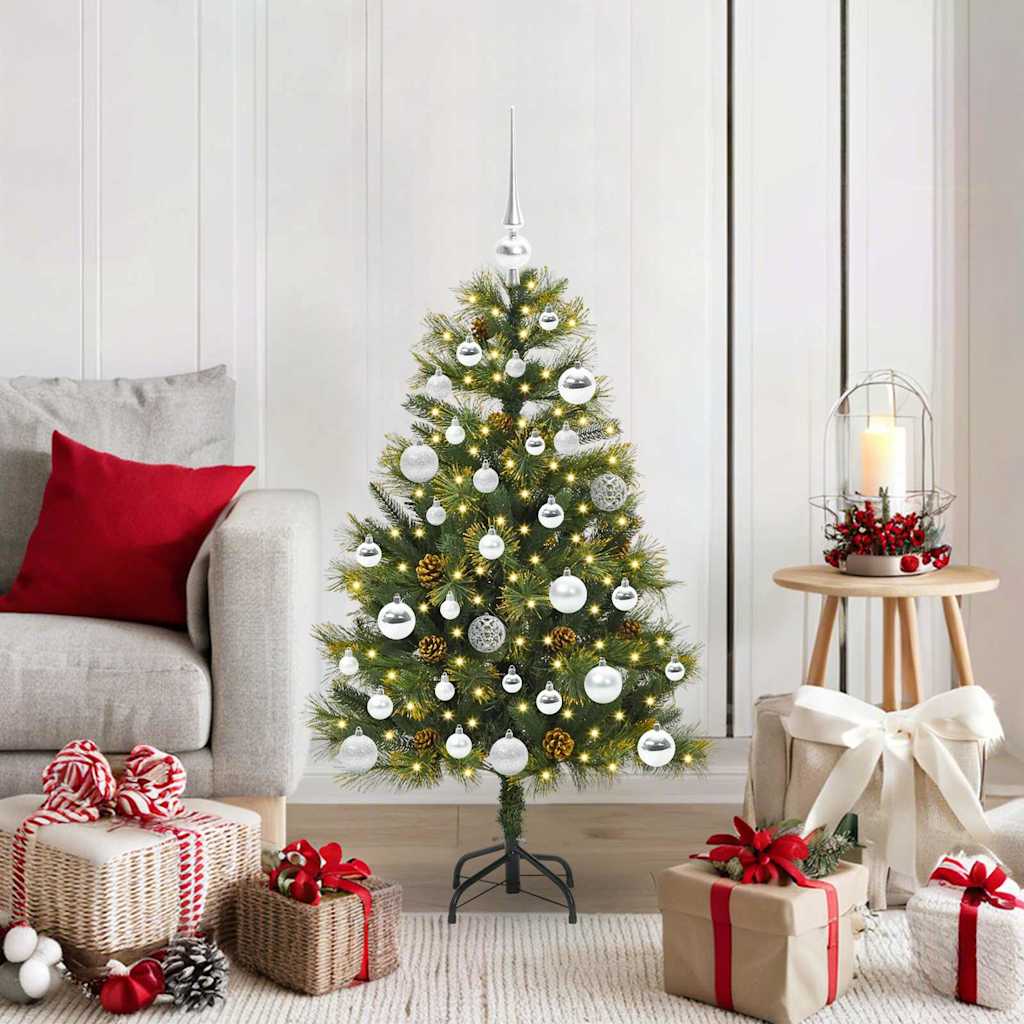Artificial Hinged Christmas Tree with Cones Green 120 cm