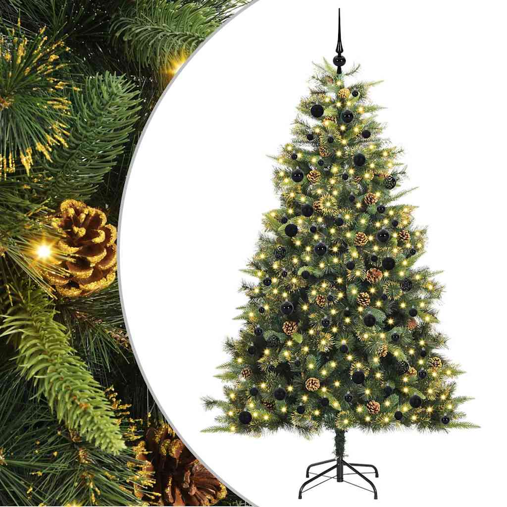 Artificial Hinged Christmas Tree with Cones Green 240 cm