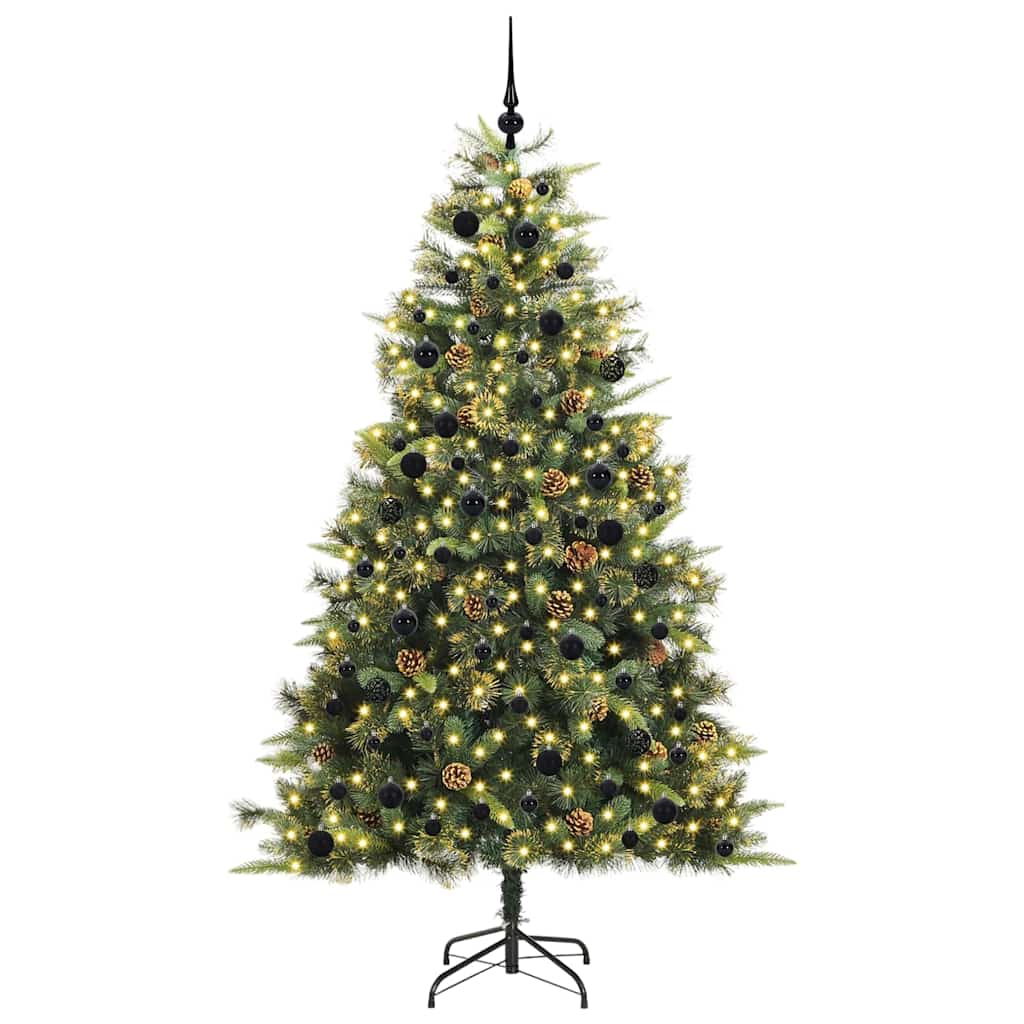 Artificial Hinged Christmas Tree with Cones Green 240 cm