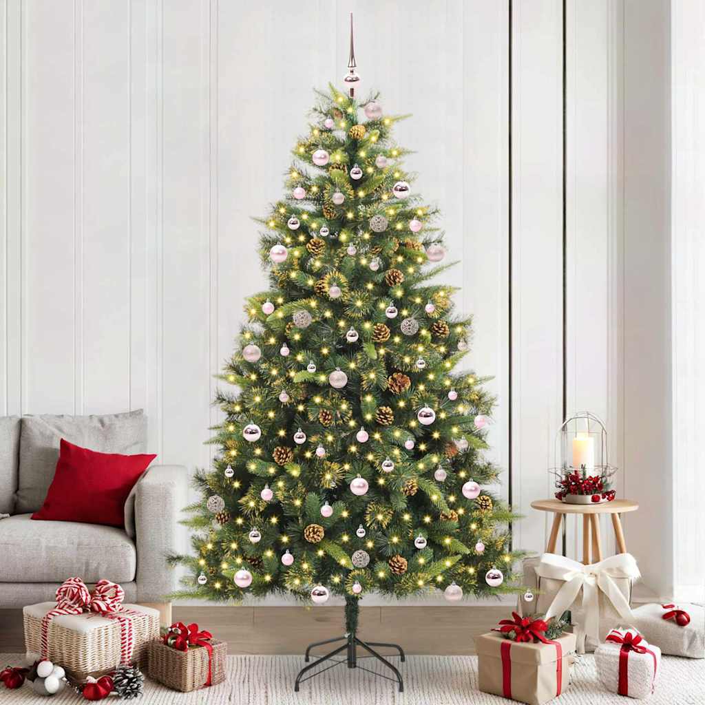 Artificial Hinged Christmas Tree with Cones Green 240 cm