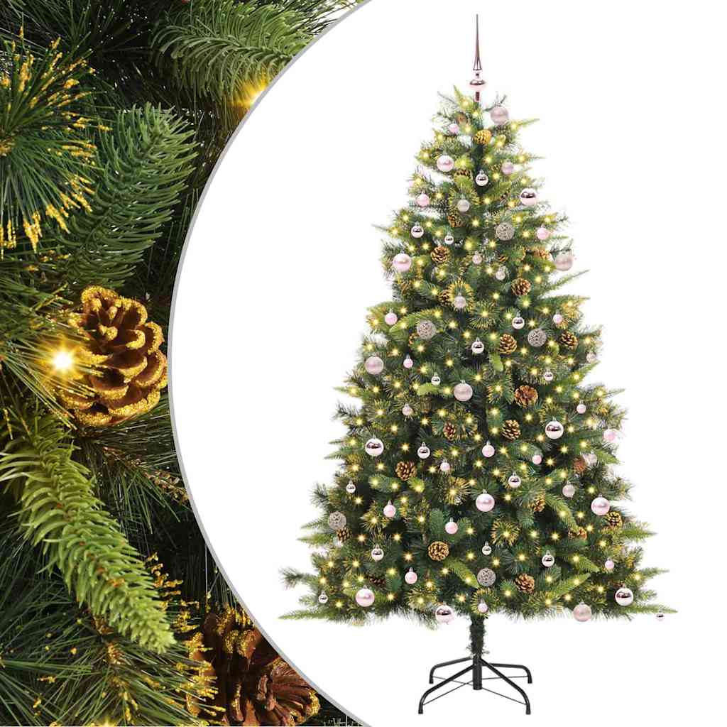 Artificial Hinged Christmas Tree with Cones Green 240 cm