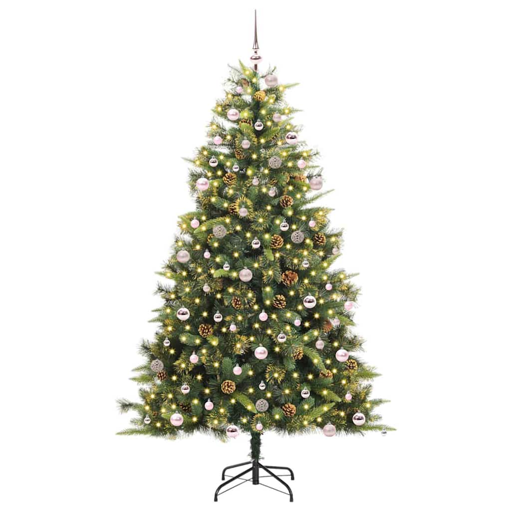 Artificial Hinged Christmas Tree with Cones Green 240 cm
