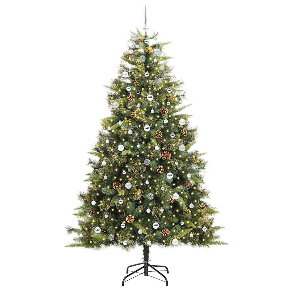 Artificial Hinged Christmas Tree with Cones Green 240 cm