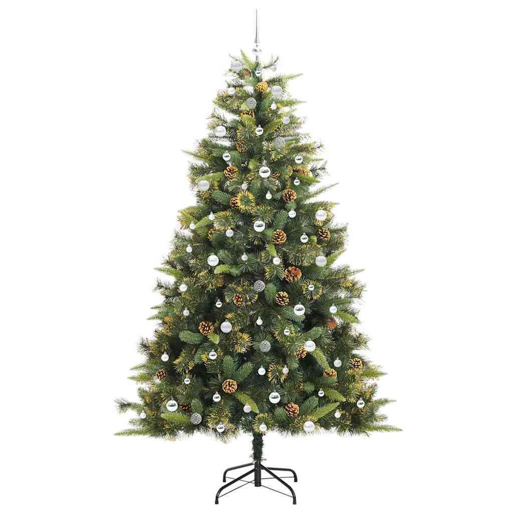 Artificial Hinged Christmas Tree with Cones Green 240 cm