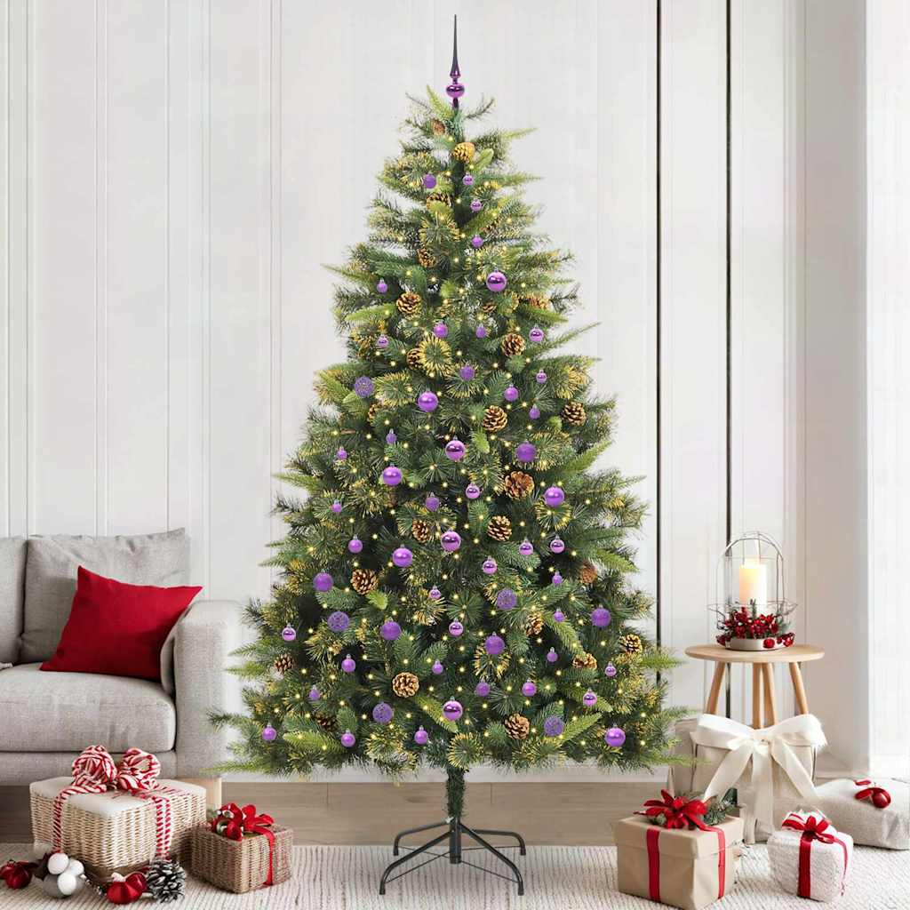 Artificial Hinged Christmas Tree with Cones Green 240 cm