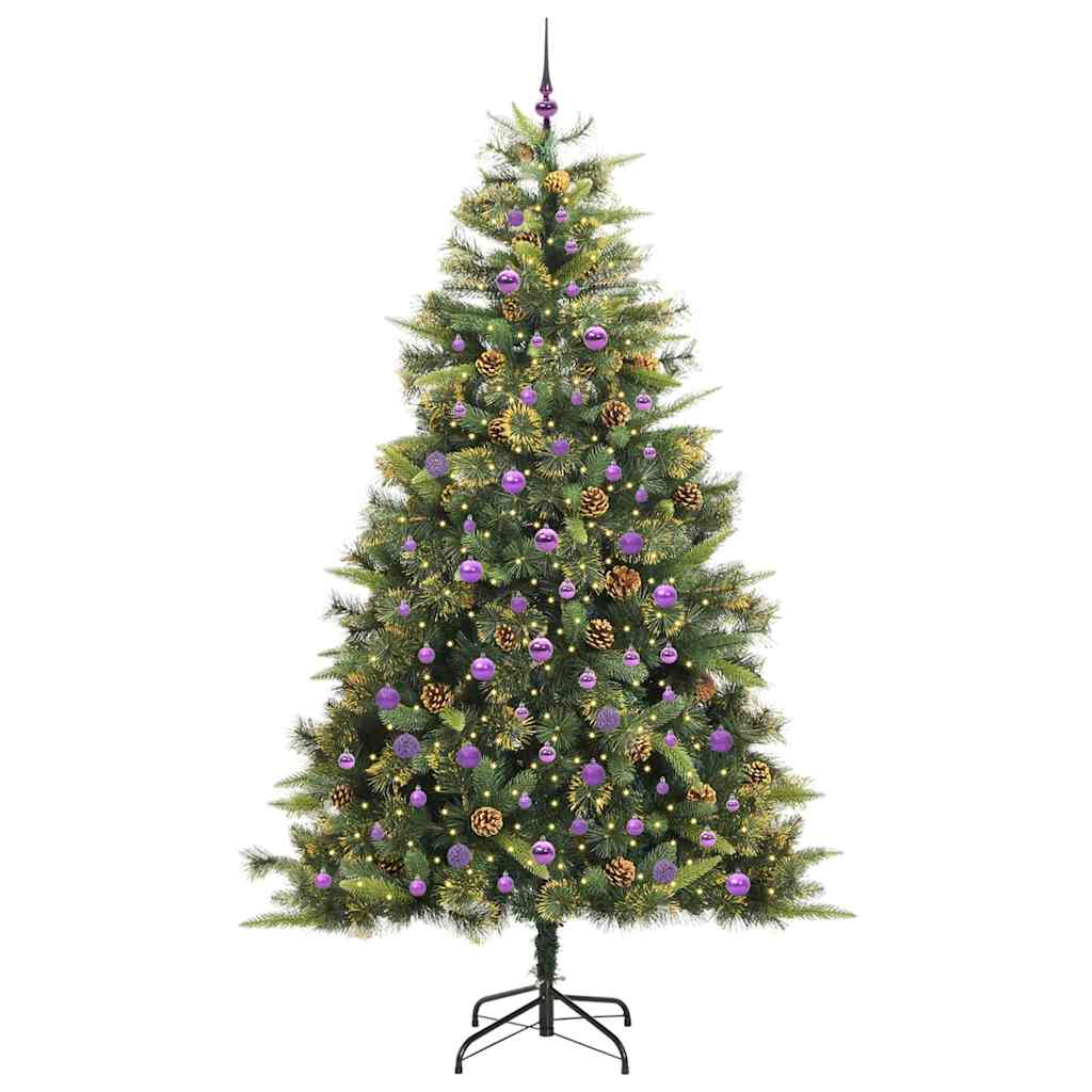 Artificial Hinged Christmas Tree with Cones Green 240 cm