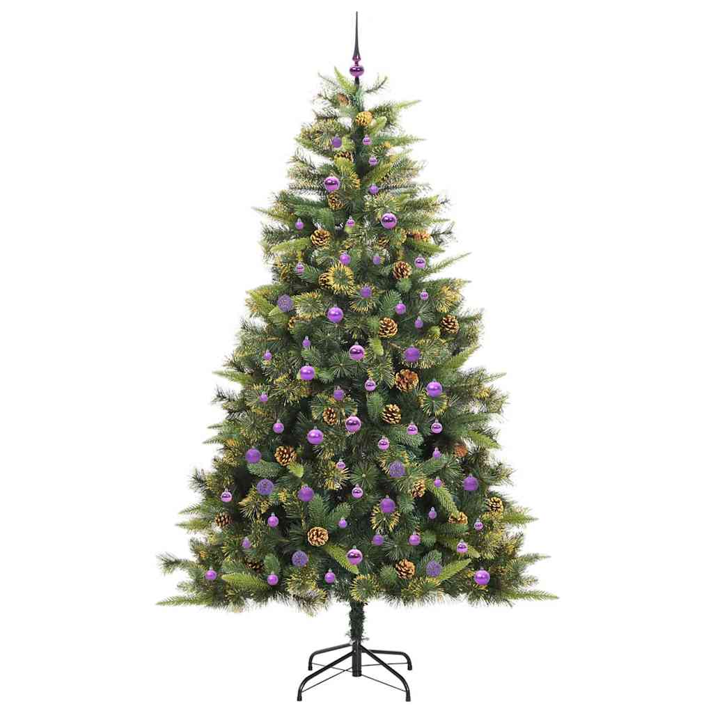 Artificial Hinged Christmas Tree with Cones Green 240 cm