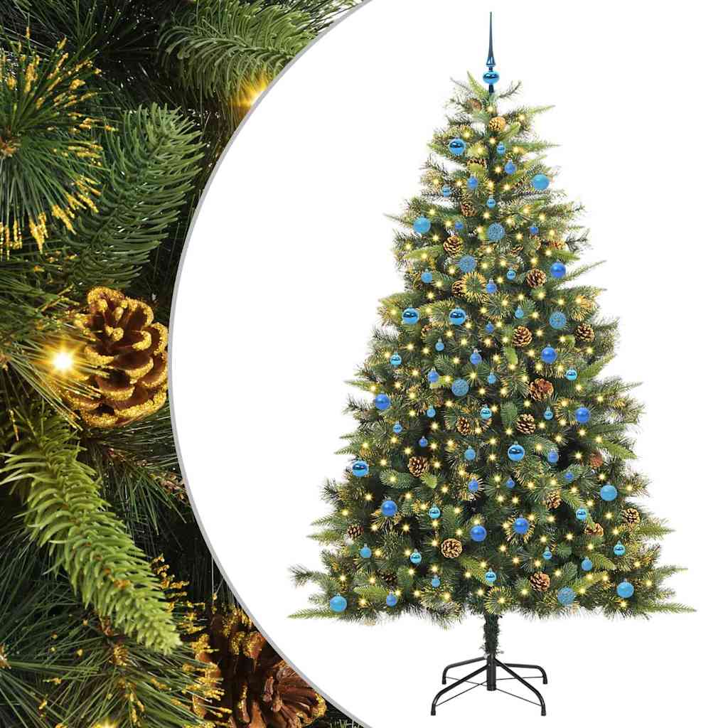 Artificial Hinged Christmas Tree with Cones Green 240 cm