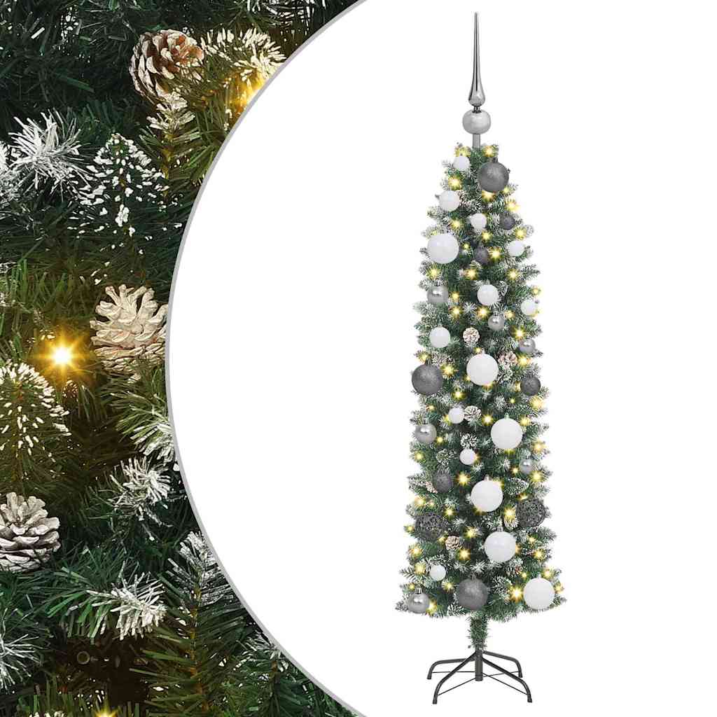 Artificial Slim Christmas Tree with 150 LEDs Green 120 cm