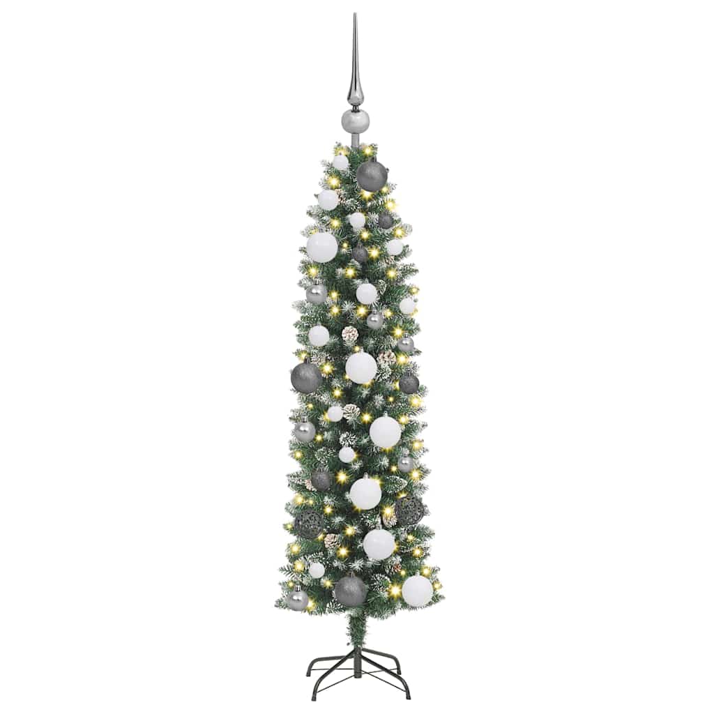 Artificial Slim Christmas Tree with 150 LEDs Green 120 cm