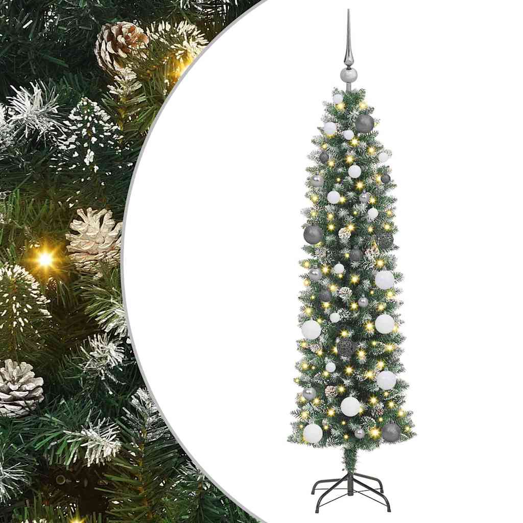 Artificial Slim Christmas Tree with 150 LEDs Green 150 cm