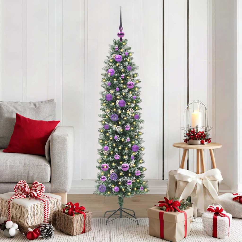 Artificial Slim Christmas Tree Green and white 150 cm