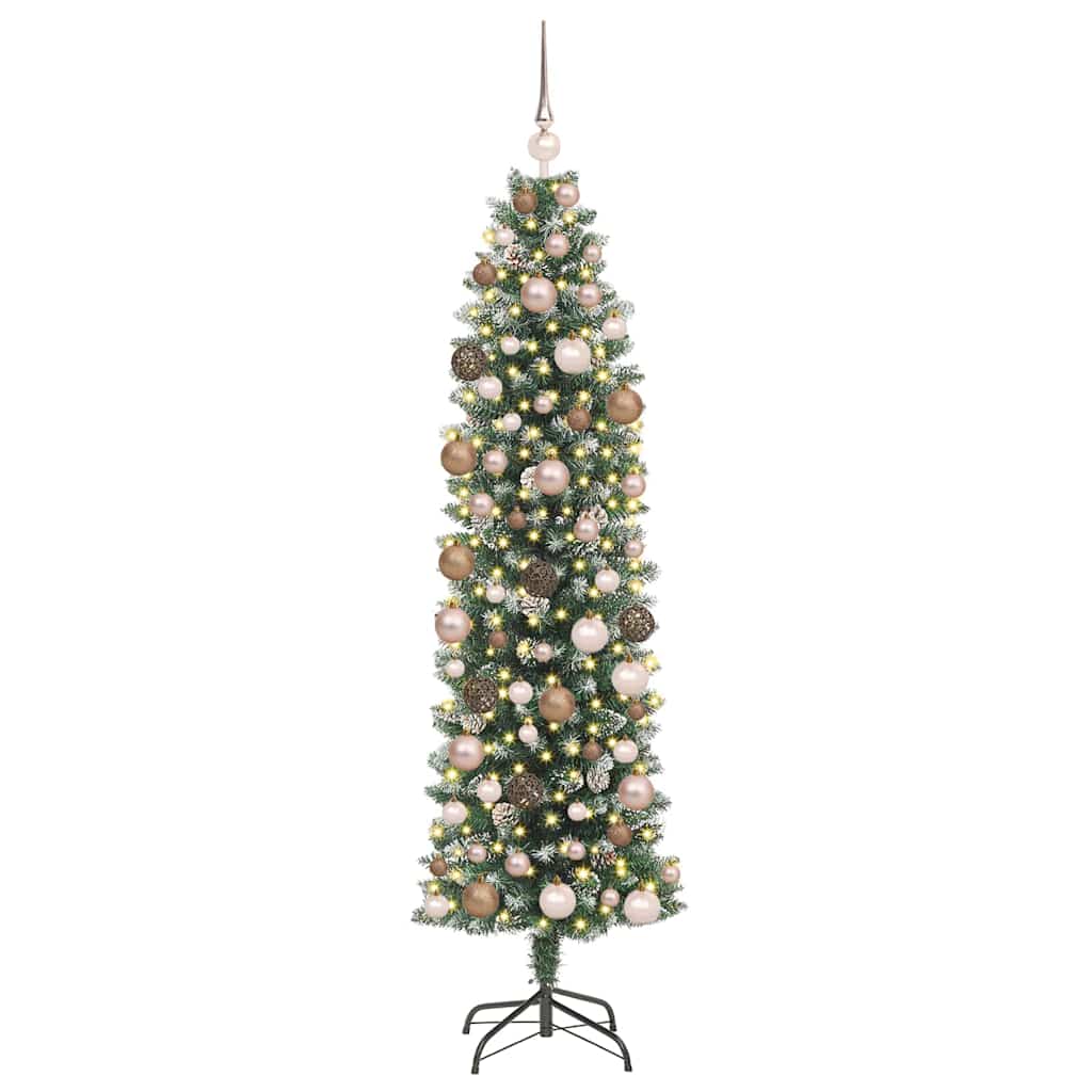 Artificial Slim Christmas Tree with 300 LEDs Green 180 cm