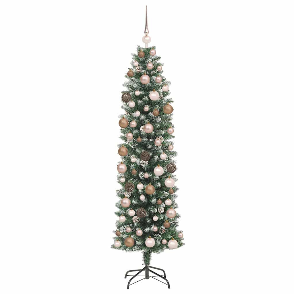 Artificial Slim Christmas Tree with 300 LEDs Green 180 cm