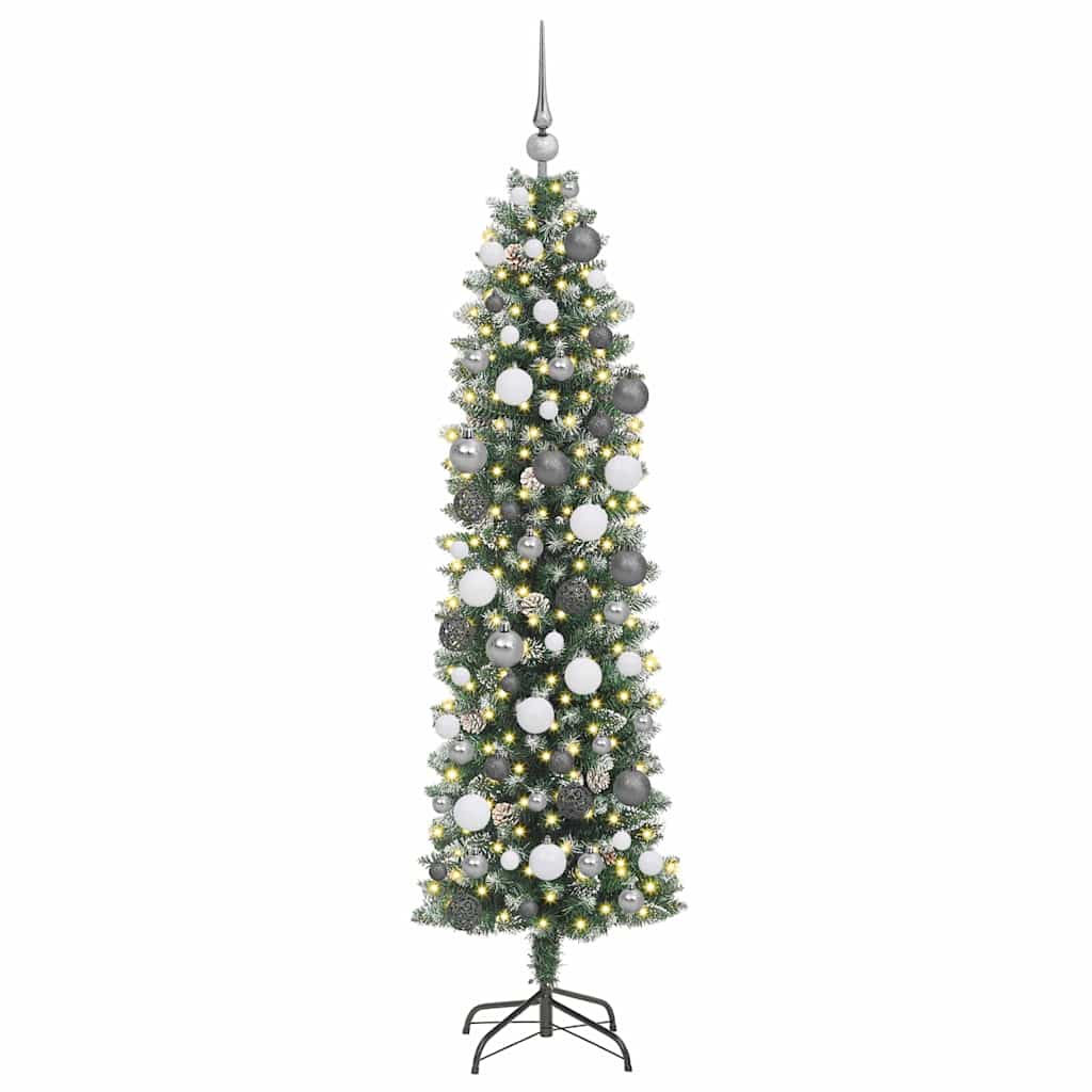 Artificial Slim Christmas Tree with 300 LEDs Green 180 cm
