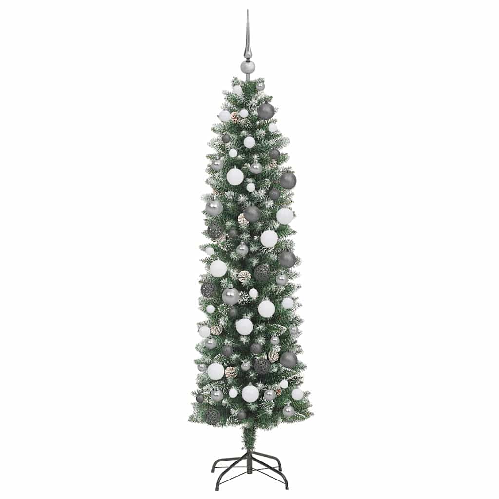 Artificial Slim Christmas Tree with 300 LEDs Green 180 cm