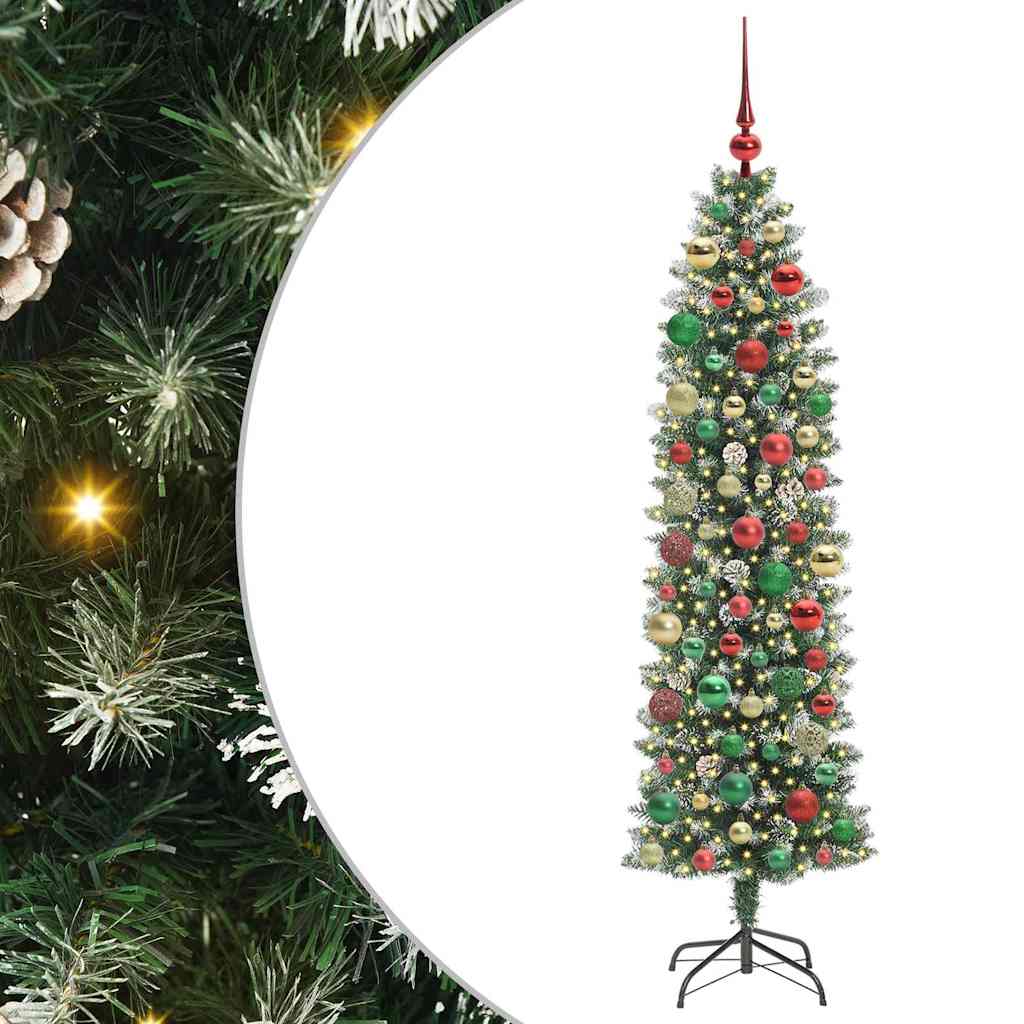 Artificial Slim Christmas Tree Green and white 180 cm