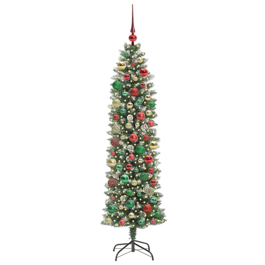 Artificial Slim Christmas Tree Green and white 180 cm