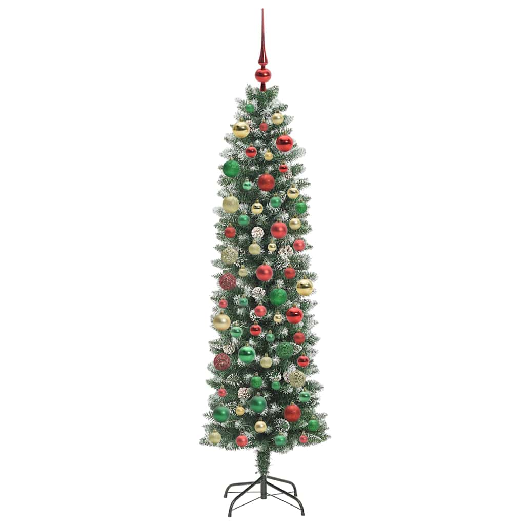 Artificial Slim Christmas Tree Green and white 180 cm
