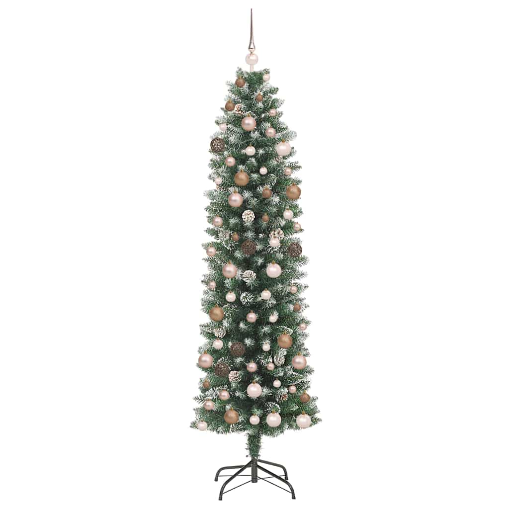 Artificial Slim Christmas Tree with 300 LEDs Green 210 cm