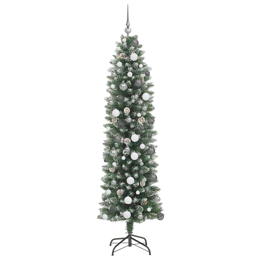 Artificial Slim Christmas Tree with 300 LEDs Green 210 cm