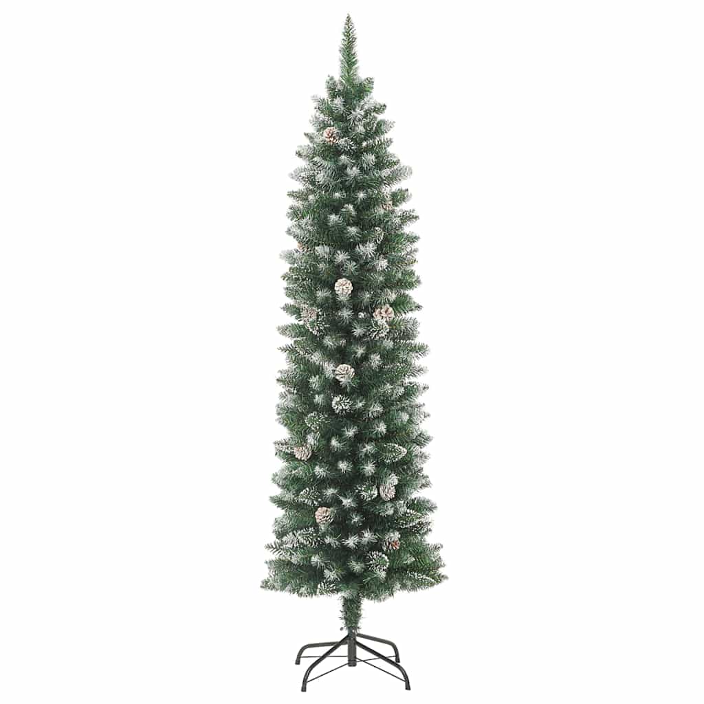Artificial Slim Christmas Tree with 300 LEDs Green 210 cm