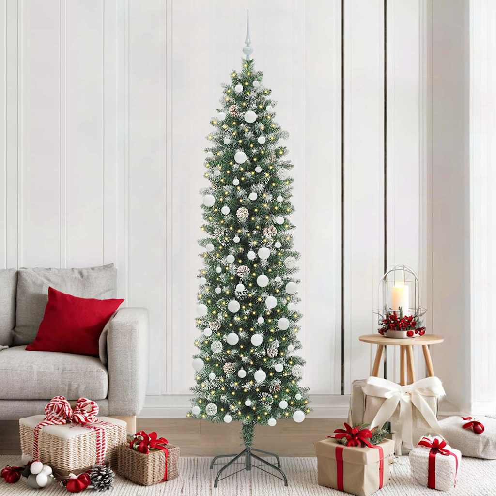 Artificial Slim Christmas Tree Green and white 210 cm