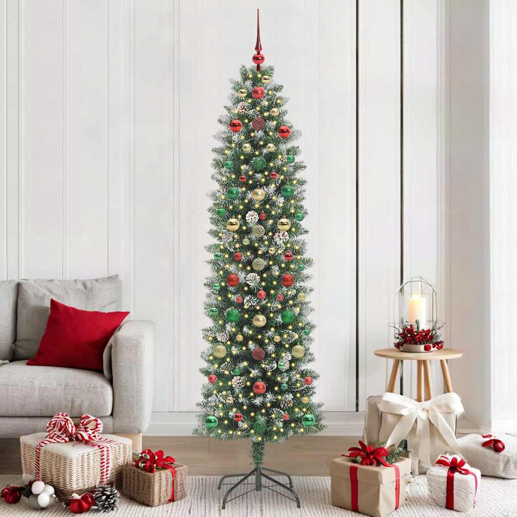Artificial Slim Christmas Tree Green and white 210 cm