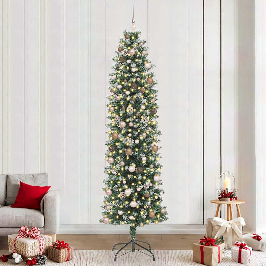 Artificial Slim Christmas Tree with 300 LEDs Green 240 cm
