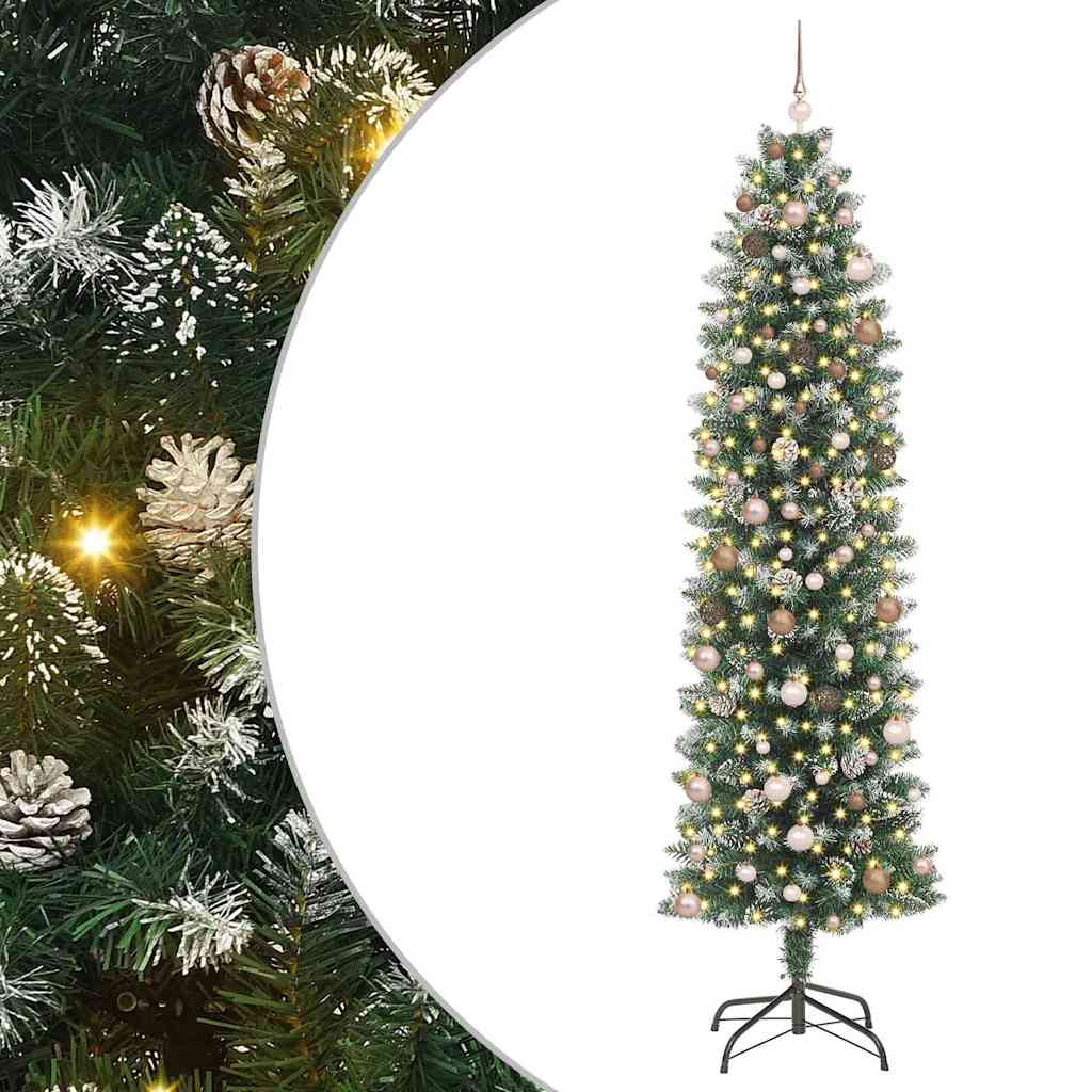 Artificial Slim Christmas Tree with 300 LEDs Green 240 cm