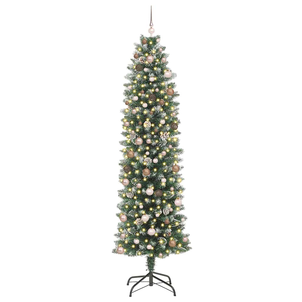 Artificial Slim Christmas Tree with 300 LEDs Green 240 cm