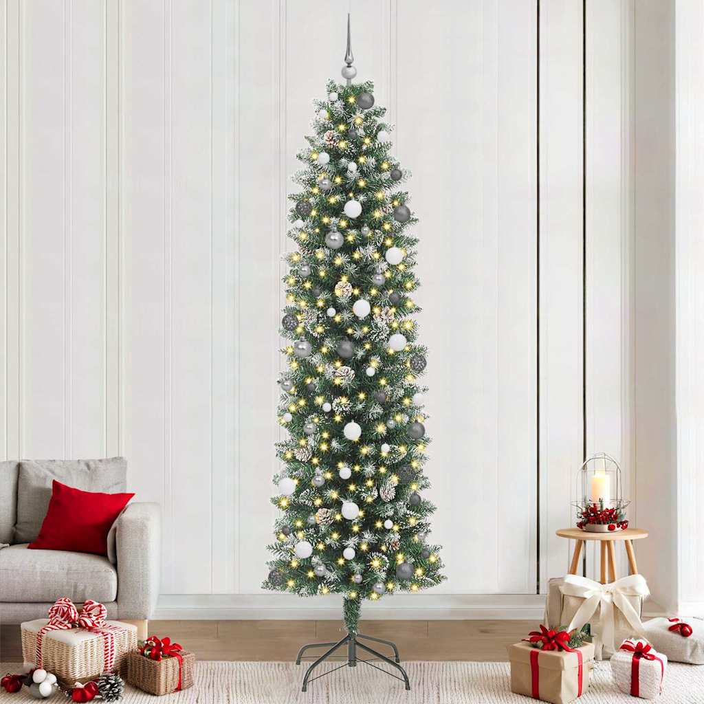 Artificial Slim Christmas Tree with 300 LEDs Green 240 cm