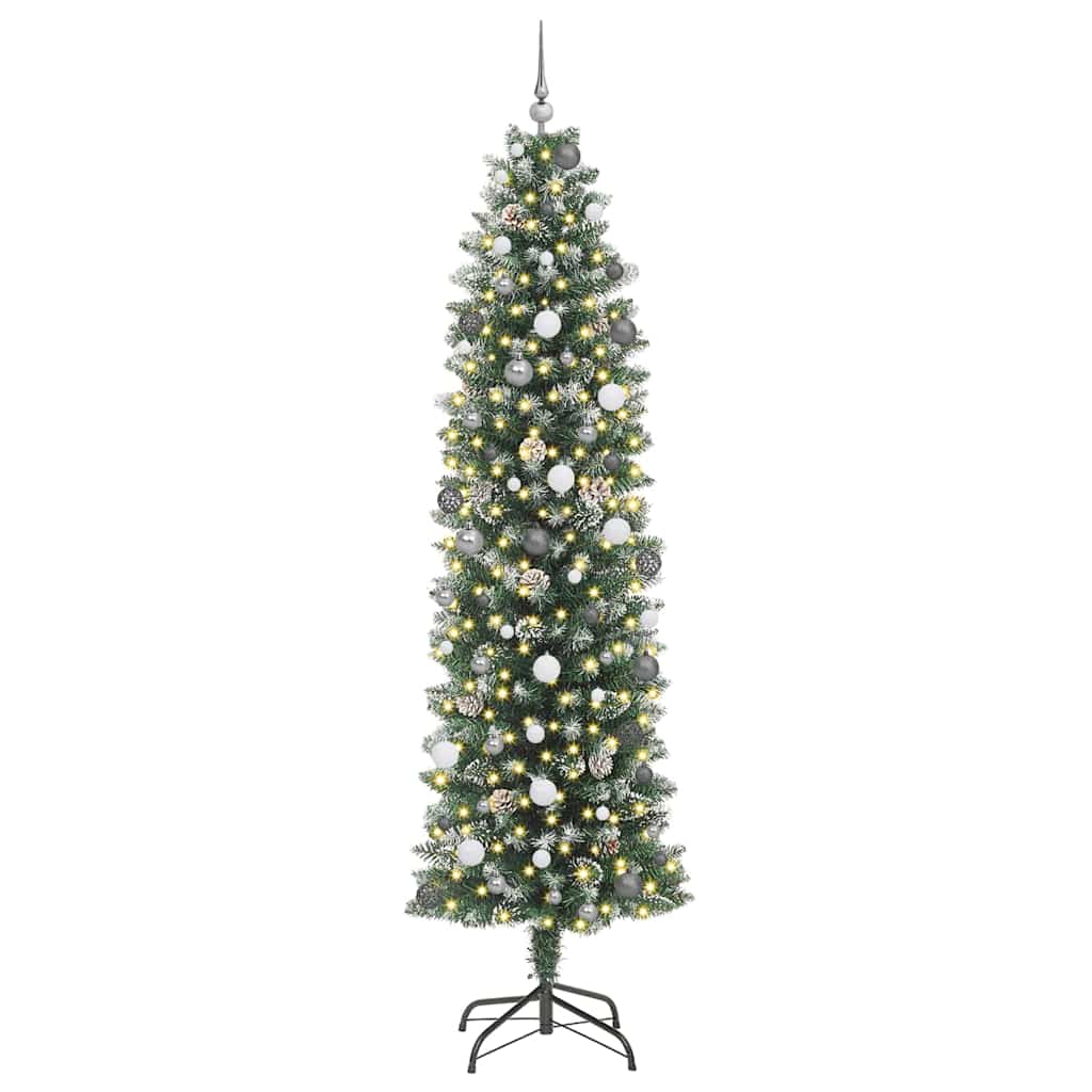 Artificial Slim Christmas Tree with 300 LEDs Green 240 cm