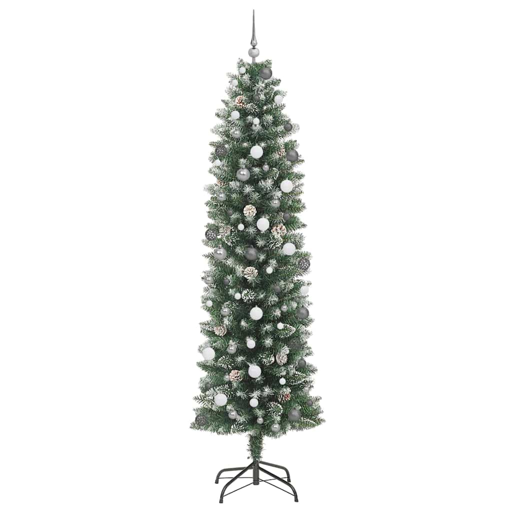 Artificial Slim Christmas Tree with 300 LEDs Green 240 cm