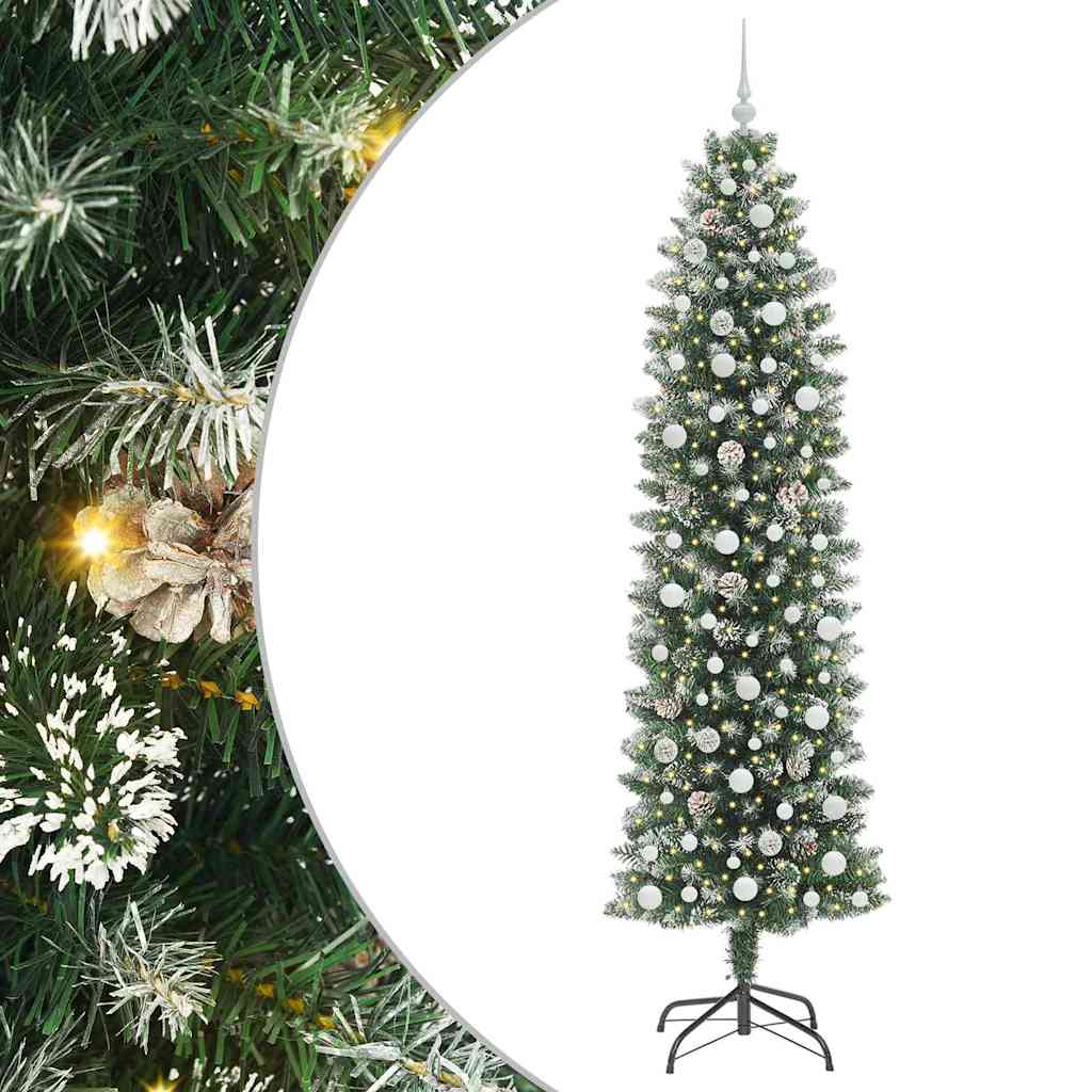 Artificial Slim Christmas Tree Green and white 240 cm