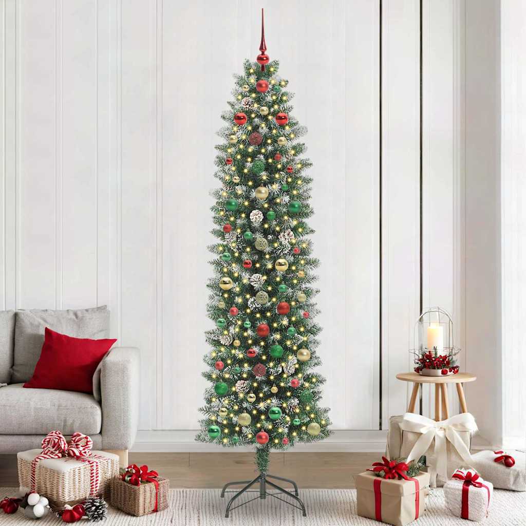 Artificial Slim Christmas Tree Green and white 240 cm