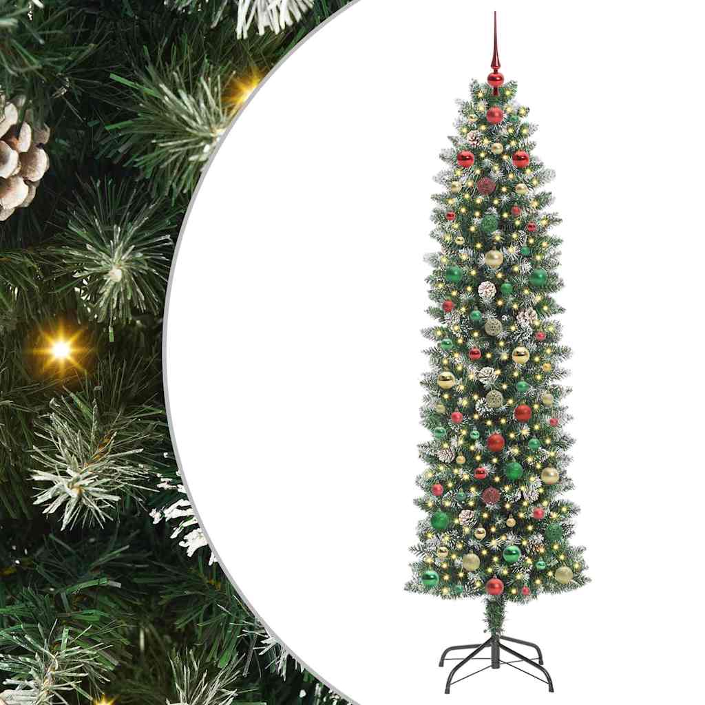 Artificial Slim Christmas Tree Green and white 240 cm