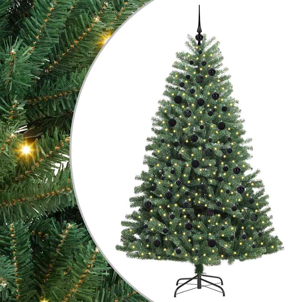Artificial Hinged Christmas Tree Green 210 cm PVC and Metal
