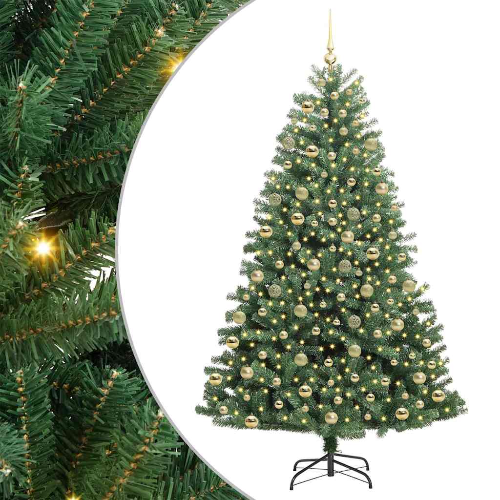 Artificial Hinged Christmas Tree Green 210 cm PVC and Metal