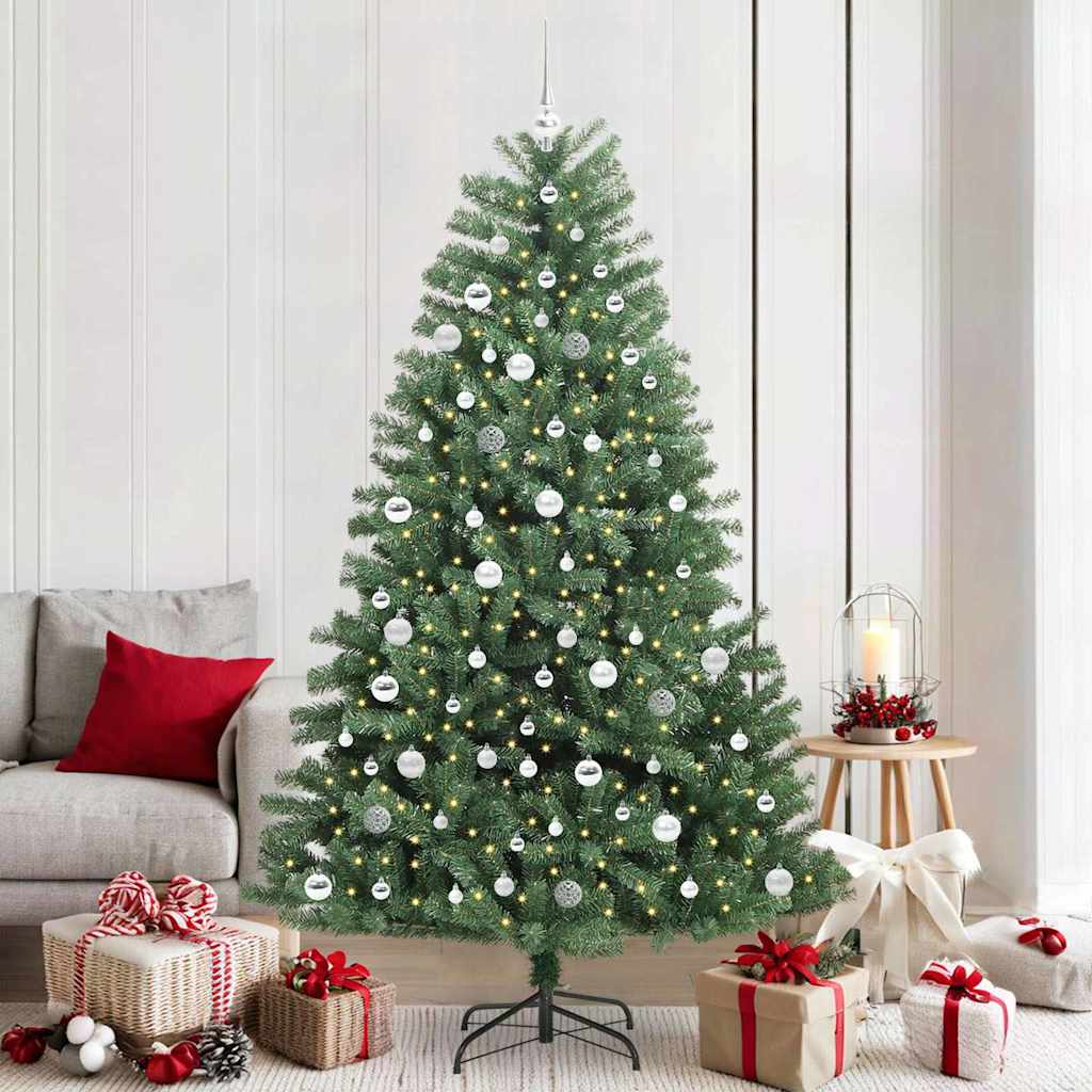 Artificial Hinged Christmas Tree Green 210 cm PVC and Metal